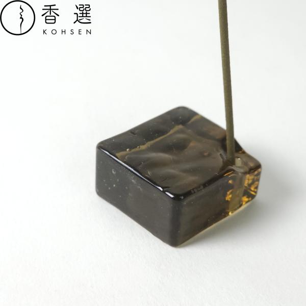 香彩堂 ガラス香立スクエア ブラック 香立 お香立