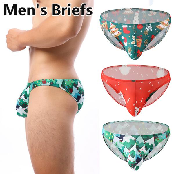 ビキニ パンツ クリスマス ツリー柄 ブリーフ 下着 男性用 メンズ ブリーフショーツ セクシー 下...
