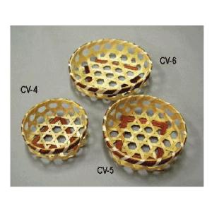 ミニ竹かご　CV-4 茶 φ8xH3cm　30個