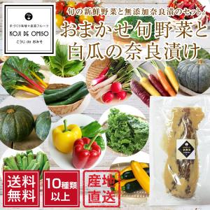 和歌山より産地直送！ おまかせ旬野菜（10種類以上）と白瓜の奈良漬け［送料無料］ ■期日指定不可・発送翌日受取限定：時間指定にご注意ください■｜koji-de-omiso