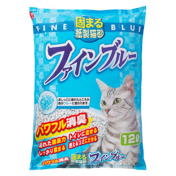 常陸化工 固まる紙製猫砂 ファインブルー 12L