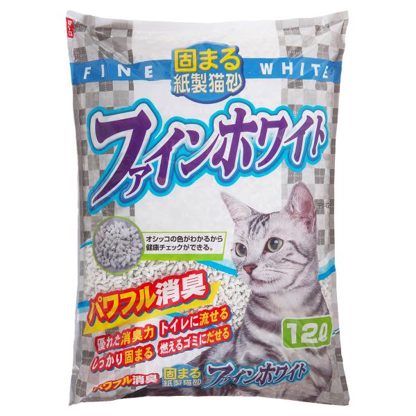 常陸化工 固まる紙製猫砂 ファインホワイト 12L
