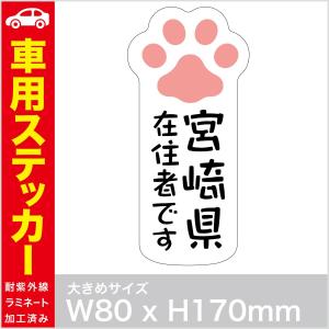 県内在住者ステッカー　他県　ナンバー　かわいいネコの肉球デザイン　車用耐紫外線ステッカー  car-0007｜kojima-shop1