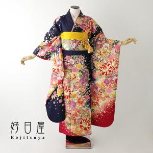振袖 レンタル フルセット 正絹 着物 結婚式 成人式 身長156-171cm 青 bl-029-s