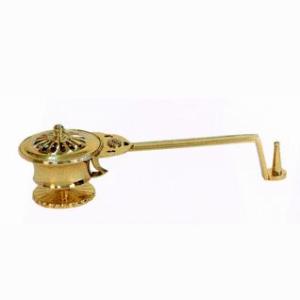 仏壇屋 滝田商店 蓮華型柄香炉 真鍮製 長さ32.5cm×巾9.4cm（日本製