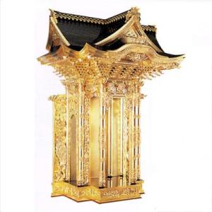 寺院用 西用 本宮殿 本金箔押 金具打 出隅三方妻屋根造り 屋根張4尺 120cm 別上品 カシュー塗