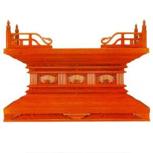 寺院用 須弥壇 欅唐様三間造り 天板張り欅材使用 框巾5尺 150cm 別上品 ウレタン塗