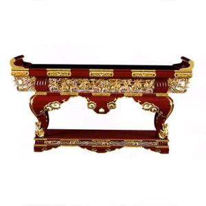 寺院用 前机 須弥型 前ひれ唐草彫入 朱塗 黒塗 本金箔押 彫淡彩色 金具打 天巾4尺 120cm 別上品 カシュー塗