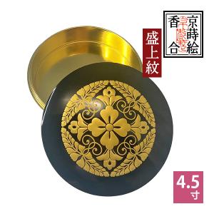 京蒔絵 切立香合 木製本漆塗 八藤紋 最上 盛上蒔絵・内部純金箔押 5寸
