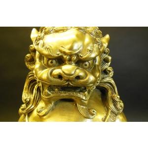鎮邪門獅子一対 銅製置物 風水開運 家内安全・...の詳細画像4