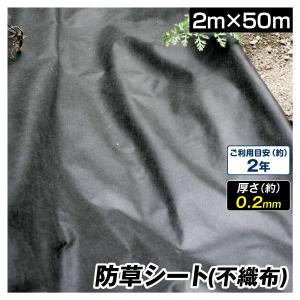 防草シート 2m×50m 透水防草シート 1巻 厚さ0.2mm 農用シート 草よけシート 除草シート 雑草防止 丈夫 カット可能 耐用年数 約2年 国華園