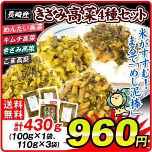 高菜 高菜4種セット 4種4袋(各1袋) キムチ高菜(100g) ...