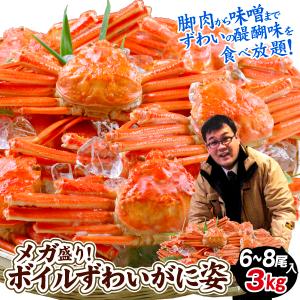 かに 3kg ボイルずわいがに 姿 大特価 メガ盛 6~8尾 蟹 ゆでがに 送料無料 冷凍便 食品｜kokkaen3