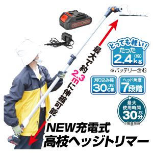 国華園 ヘッジトリマー 1台 充電式 ポール ヘッジ トリマー NEW充電式 高枝 芝刈り機 草刈り機 軽量 女性 電動 コードレス 高枝バリカン 枝切り 庭木 草刈機