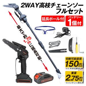 高枝電動チェンソー　未使用品 チェーンソー 2WAY 充電式 高枝チェーンソー 1個 電動チェーンソー