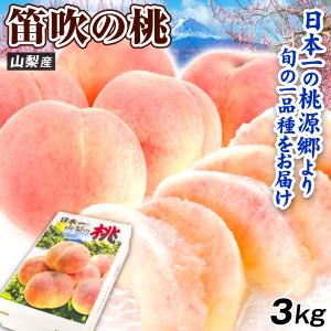 国華園 もも 3kg 笛吹の桃 山梨産 化粧箱入り 日本一の桃源郷の桃 送料無料 食品