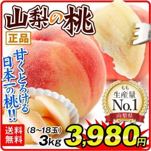 桃（ただいま出荷中）3kg 山梨産 山梨の桃 正品（8〜18玉）おまかせ 笛吹 やまなし 送料無料 もも ピーチ フルーツ 果物 国華園