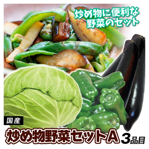 野菜セット 炒め物野菜セットA 3品目 1箱 国産 キャベツ ピーマン なすび 詰め合わせ 送料無料...