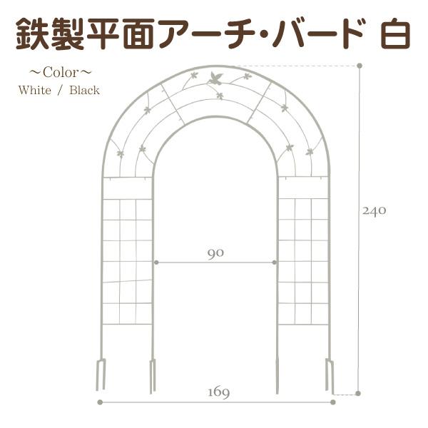 アーチ 鉄製 平面 アーチ・バード 白 幅169・高さ240 ガーデン ガーデニング ローズ フラワ...