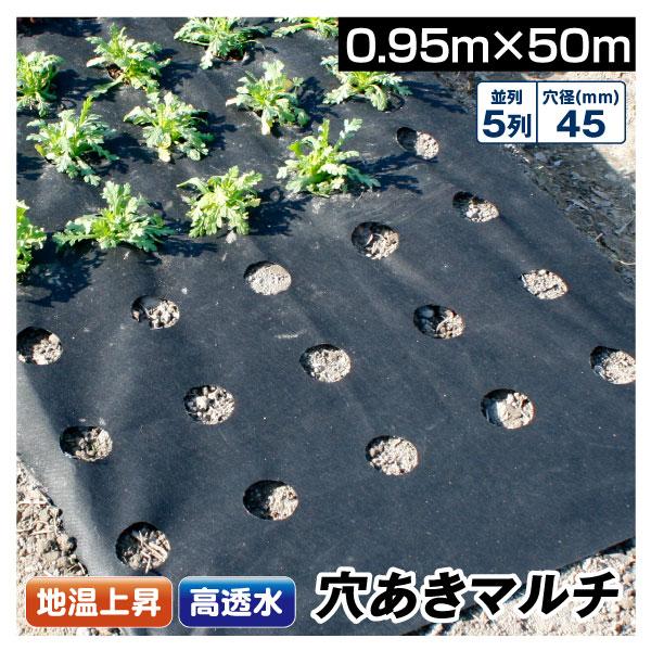 農業用マルチシート 穴あき透水マルチ 5列45 0.95×50m 1巻1組 農用 マルチング 被覆資...
