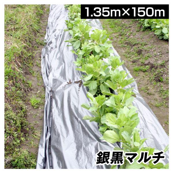 農業用マルチシート 農ポリ 銀黒マルチ 1.35×150m 1巻1組 農用 マルチ マルチング 被覆...