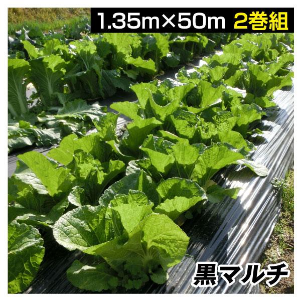 農業用マルチシート 農ポリ 黒マルチ 1.35×50m 2巻1組 農用 マルチ マルチング 被覆資材...