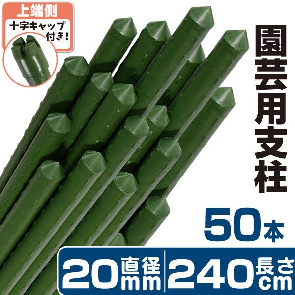 園芸 支柱 Φ20mm×240cm 50本 2m以上 イボ付き鋼管製 個人宅OK イボ支柱 内キャッ...