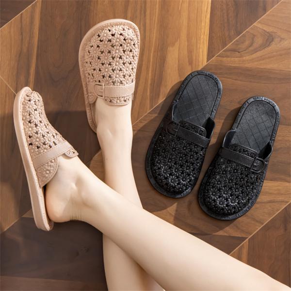 レディース ビーチサンダル ミュール スリッパ フラットヒール 花柄 カジュアルシューズ ウォーキン...