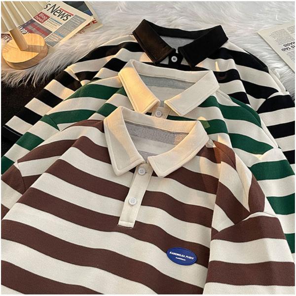 Tシャツ メンズ ポロシャツ 半袖 ボーダー カジュアル服 青少年 スクール 普段着 学生 通学 通...