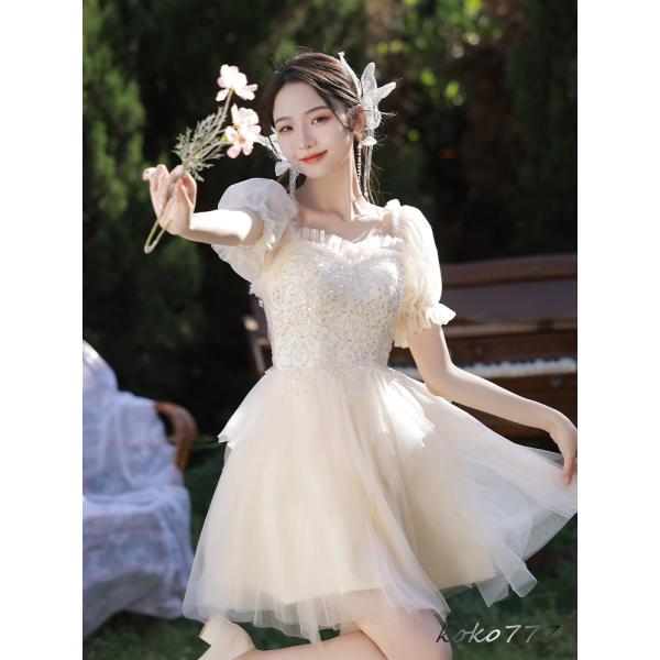 パーティドレス レディース ナイトドレス ショート 誕生日パーティー ワンピース ウェディング イベ...