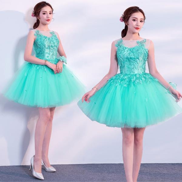 カラードレス レディース ショート ワンピース 公演 パーティードレス プリンセス 女子お洋服 ダン...