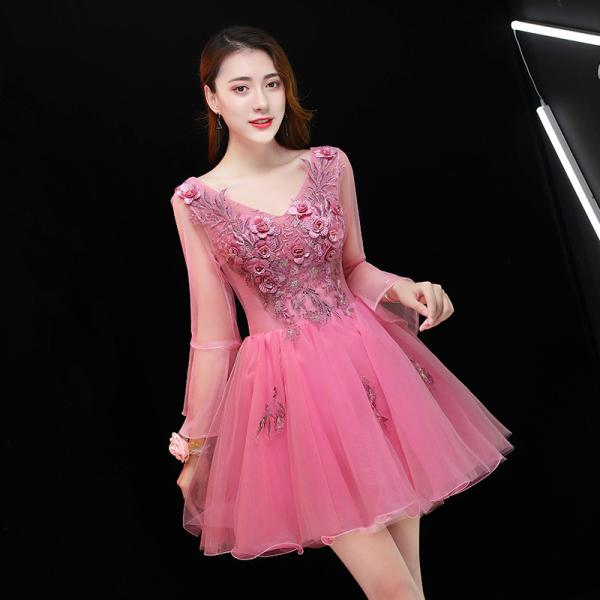 カラードレス レディース パーティードレス ショート ワンピース 公演 プリンセス 花柄 洋服 チュ...