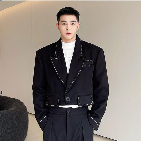 ジャケット メンズ カジュアルスーツ テーラード ブレザー ショート ラシャ 長袖 アウター クラブ...