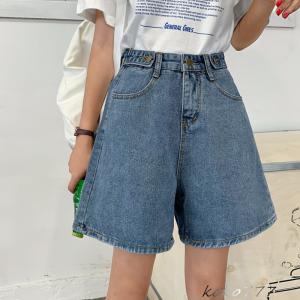 デニムパンツ レディース ショートパンツ ジーパン ジーンズ  ワイド ハイウェスト カジュアルズボン ヒップホップ お出掛け 大きいサイズ 夏 女子ボトムス｜koko777