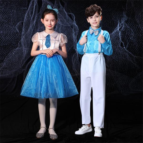 ドレス 子供服 セットアップ シャツ キッズ ダンスウェア ズボン ワンピース 合唱団 部活 コンク...