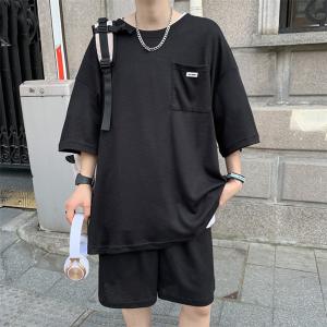 メンズ  セットアップ 半袖 Tシャツ ショートパンツ 上下セット カジュアル 運動着 無地 部屋着 スクール 青少年 お出掛け スポーティー 夏 男子服｜koko777