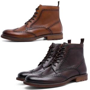 メンズ ブーツ ショートブーツ ウィングチップ サイドジッパー