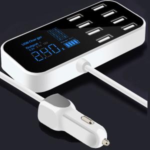 USB充電器 車載 シガーソケットUSB充電 8ポート 携帯電話 スマホ 3.0急速充電 LED 電圧計 高輝度 USB 保護機能 カーチャージャー 旅行用 送料無料 メール便｜kokoa