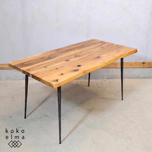 インダストリアル アカシア材 アイアン ダイニングテーブル ブルックリンスタイル 西海岸テイスト 4...