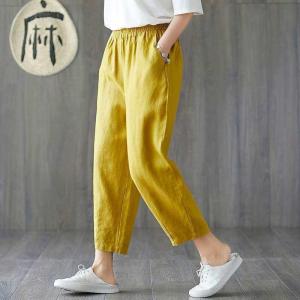 ガウチョパンツ レディース リネン ウエストゴ...の詳細画像4