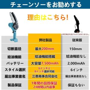 チェーンソー 充電式 6インチ 電動チェーンソ...の詳細画像3