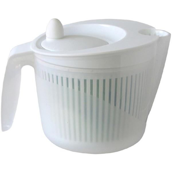 リビング 野菜水切り器 サラダスピナー ホワイト 2L 大容量 目盛り 付き クリス 802336