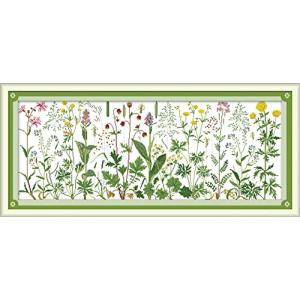Joy Sunday クロスステッチキット 14CT 刻印刺繍キット 精密プリント針仕事 草原の花 85×36cm｜kokomomozu-store