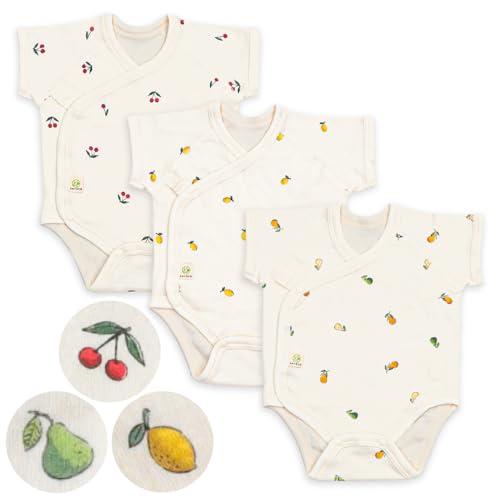 ケラッタ ボディスーツ ロンパース 赤ちゃん 肌着 半袖 70 綿100％ 夏 (3枚組 チェリー ...