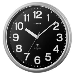 MAG(マグ) 掛け時計 電波時計 アナログ ナオス ステップ秒針 夜間秒針停止機能付き シルバー メタリック W-781SM-Z｜ココモモーズ