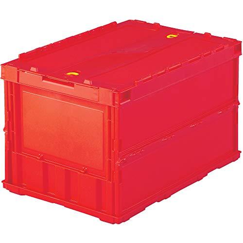 トラスコ中山(TRUSCO) 収納ケース 収納ボックス 薄型折りたたみコンテナ ロックフタ付 レッド...