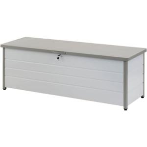 ガーデンマスター ベンチストッカー スチール製 幅155×奥行49×高さ52cm 天板耐荷重:100kg 収納ベンチ 物置 屋外 玄関 ベランダ