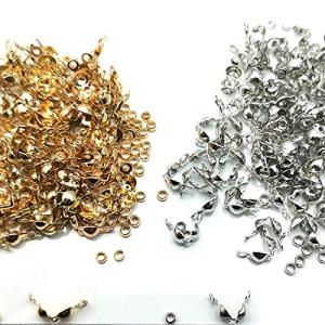【BEAUTY PLAYER】ボールチップ カシメ玉（つぶし玉）付き 約8mm 玉約2mm ヒモ留め 約200組 ゴールド/シルバー 各100組｜kokomomozu-store