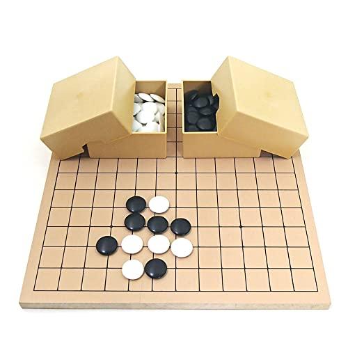 碁盤 9・13路碁盤とプラスチック碁石梅(6mm）とミニ角ケースのセット