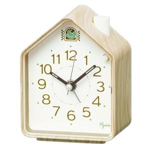 クロック(Seiko Clock) 目覚まし時計 置き時計 アナログ 薄茶木目 110×86×63mm PYXIS ピクシス NR453A｜ココモモーズ